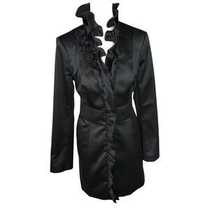 White House Black Market Regencycore‎ Gothic Glam Victorian Rose Ruffle Jacket 8